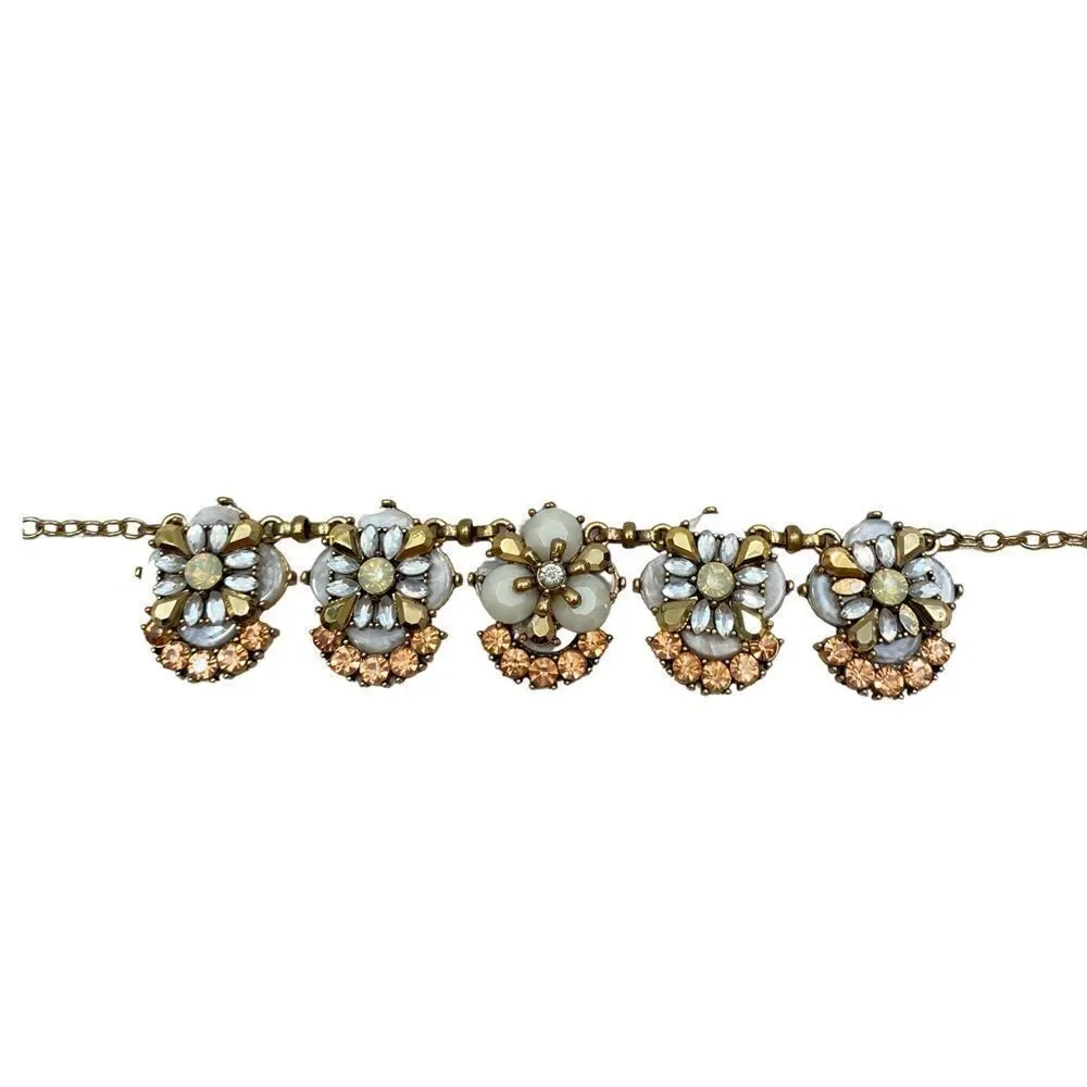 NWOT Antiqued Gold Tone Neutral Tone Statement Necklace‎